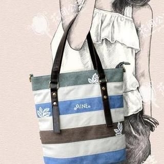 Flower Princess Striped Shoulder Bag  Wash Blue - One Size