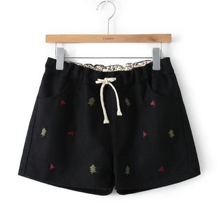 Aigan Drawstring Embroidered Shorts