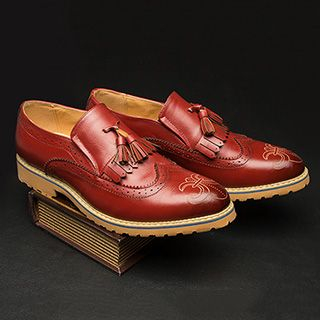 Preppy Boys Genuine Leather Tasseled Loafers