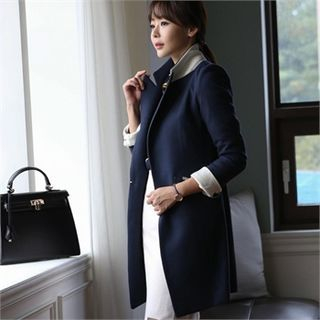 ode' Two-Tone Wool Blend Long Coat