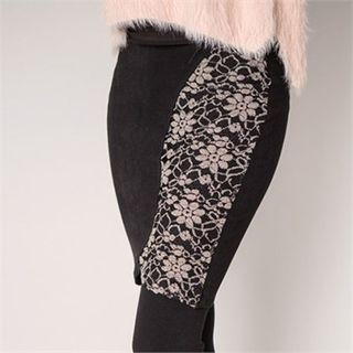 ERANZI Inset Lace-Panel Pencil Skirt Leggings