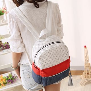 Canvas Love Color-Block Faux Leather Backpack