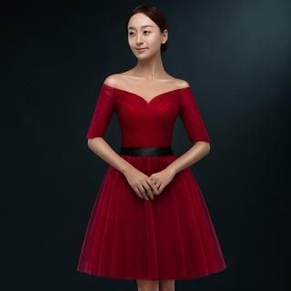 Royal Style Off-Shoulder A-Line Cocktail Dress