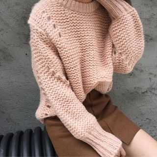 MATO Perforated Cable Knit Sweater