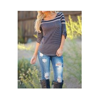 Aquello Striped 3/4-Sleeve Top