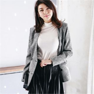 MAGJAY Collarless Double-Breasted Blazer