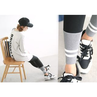 Seoul Fashion Stripe-Trim Baseball Leggings