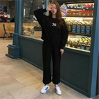 Set: Drop-Shoulder Lettering Pullover + Band-Waist Pants от YesStyle.com INT Set: Drop-Shoulder Lettering Pullover + Band-Waist Pants от YesStyle.com INT