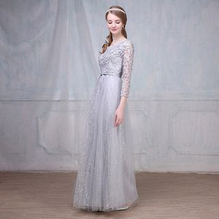 Fantasy Bride Lace Panel Evening Gown