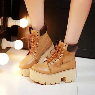 JY Shoes Platform Lace- Up Short Boots