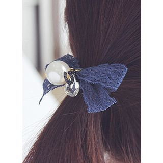 kitsch island Lace Dangle-Accent Bow Hair Tie