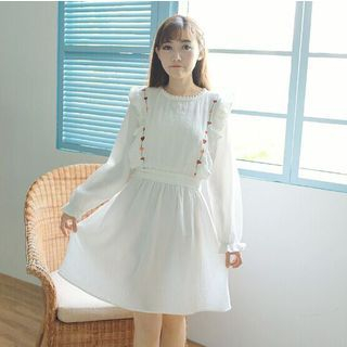 Moricode Embroidered Long-Sleeve Dress