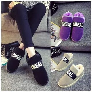 BAYO Lettering Fleece Slip Ons