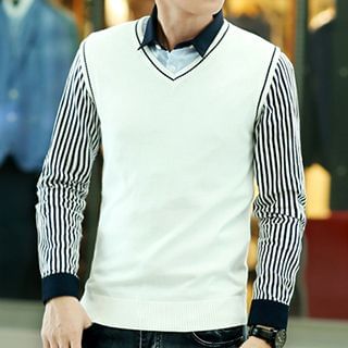 Hyung Contrast Trim Knit Vest