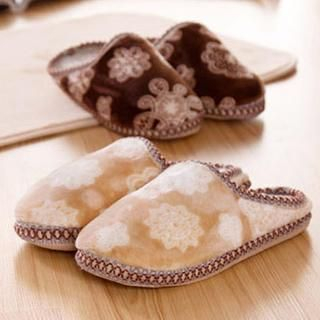 Home Simply Printed Fleece Slippers