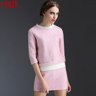 Kotiro Set: 3/4-Sleeve Wool Top + Skirt