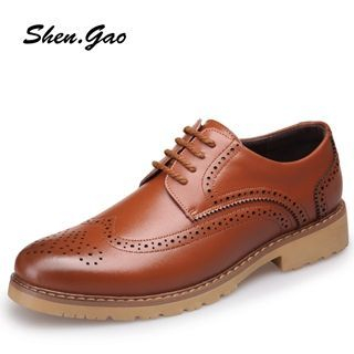SHEN GAO Genuine-Leather Brogue Oxfords