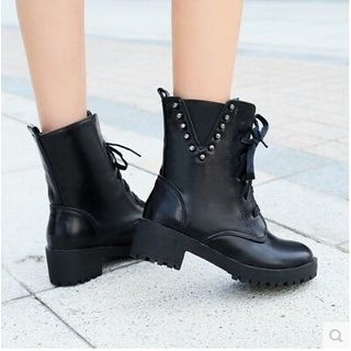 Gizmal Boots Studded Lace-Up Boots