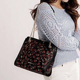 Axixi Faux-Leather Floral Shoulder Bag