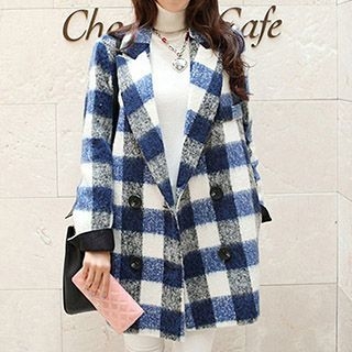 Athena Double-Breasted Check Coat