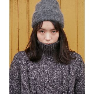 Someday, if Turtle-Neck M lange Cable-Knit Sweater