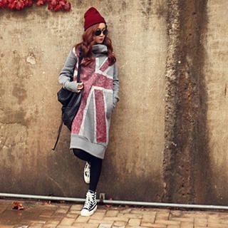 Union Jack Print Pullover Dress