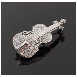 Trend Cool Rhinestone Violin Brooch