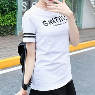 bisubisu Short-Sleeve Lettering T-Shirt