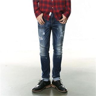 THE COVER Distressed Straight-Cut Jeans
