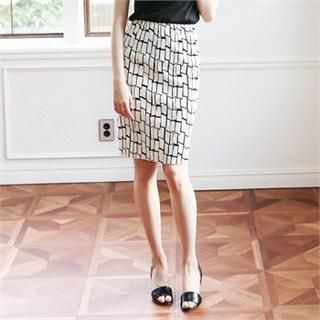MAGJAY Banded-Waist Patterned Pleated Skirt