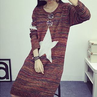 Magic Mirror Long-Sleeve Star Knit Dress