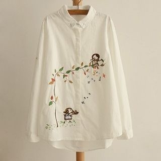 Angel Love Embroidered Long-Sleeve Shirt