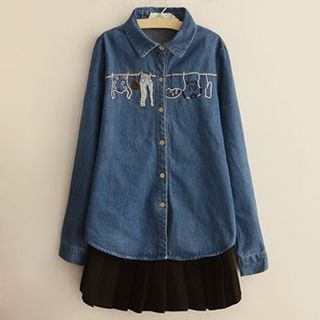 Angel Love Embroidered Denim Shirt