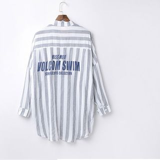 X:Y Lettering Back Striped Long Shirt