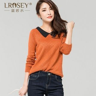 LROSEY Long-Sleeve Paneled Knit Top