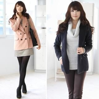 Double-Breasted Long Blazer