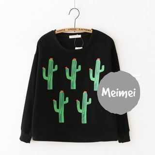 Meimei Cactus Printed Corduroy Pullover