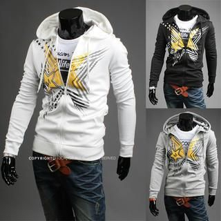 Bay Go Mall Star Print Hood Jacket