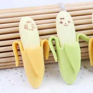 Seoul Young Banana Pattern Eraser (1 pair) Yellow, Green - One Size