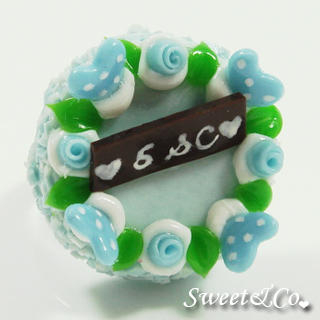 Sweet & Co. S&C Sweet Ribbon Blue Rose Cake Ring