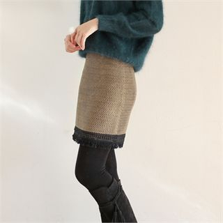 Styleberry Fringe-Hem Mini Skirt