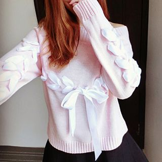 Cotton Candy Lace-Up Sweater