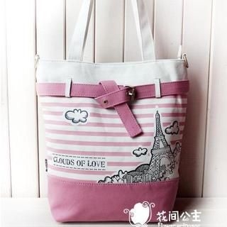 Flower Princess Printed Canvas Tote Pink - One Size