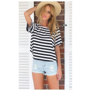 Persephone Open Back Striped T-Shirt