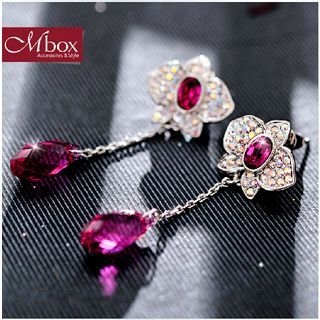 Mbox Jewelry Swarovski Elements Crystal Flower Drop Earrings