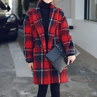 Eva Fashion Woolen Check Coat