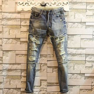 Rockedge Washed Distressed Slim-Fit Jeans