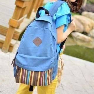 Canvas Love Striped Panel Canvas Backpack