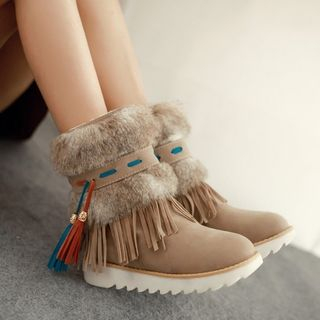 Colorful Shoes Fringed Short Snow Boots