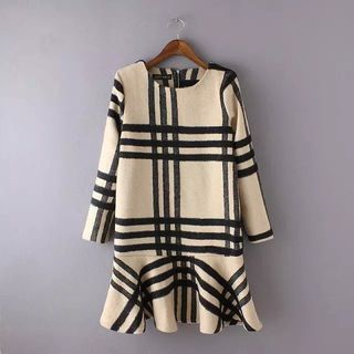 Chicsense Plaid Long-Sleeve Dress